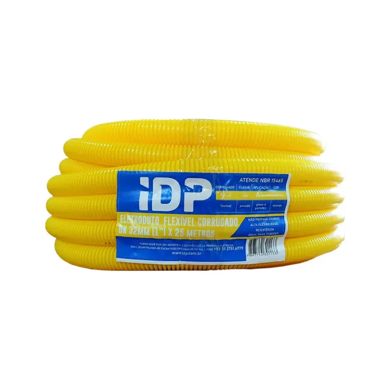 Mangueira Elétrica Corrugada Amarela 32mm x 25m – Normatizada IDP