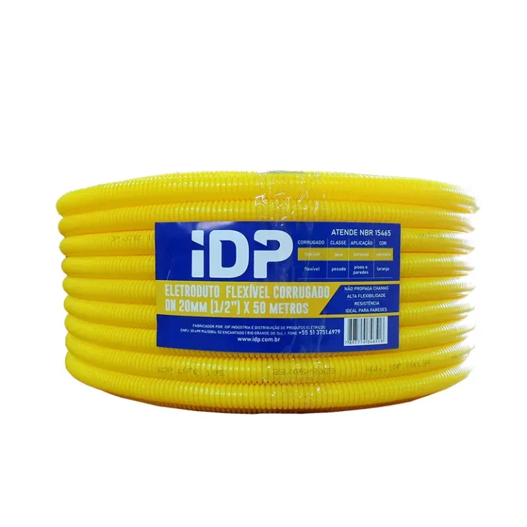 Mangueira Elétrica Corrugada Amarela 20mm x 50m – Normatizada IDP